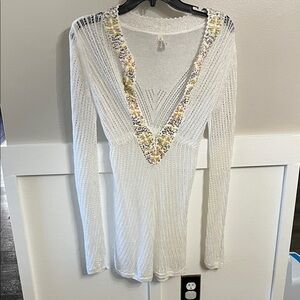 Victoria's Secret white beaded swimsuit cover-up sz XS